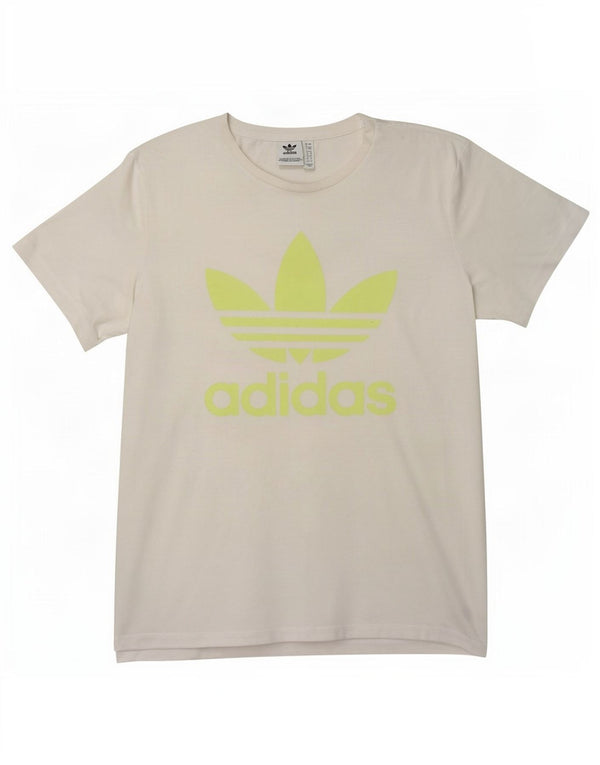 Adidas T-shirt graphique surdimensionné pour femme UK 8 Petit Blanc