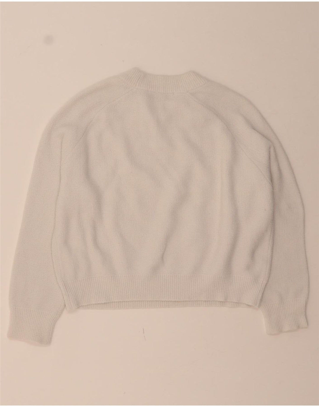 ZARA Womens Crop Crew Neck Jumper Sweater UK 14 Medium White Vintage Zara and Second-Hand Zara from Messina Hembry 