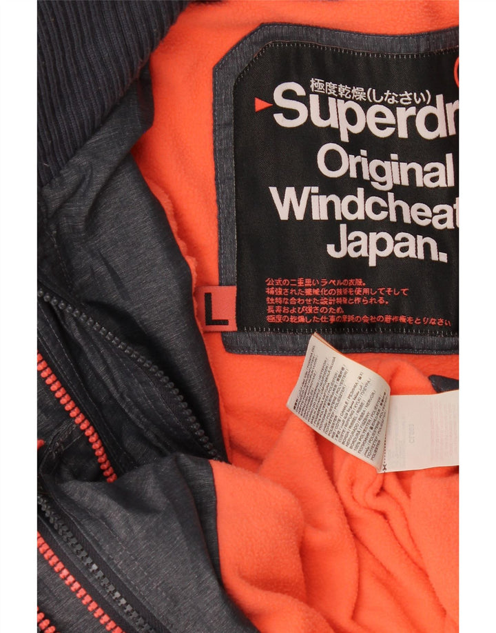 Superdry Veste coupe-vent à capuche Windcheater pour femme UK 16 Large Gris