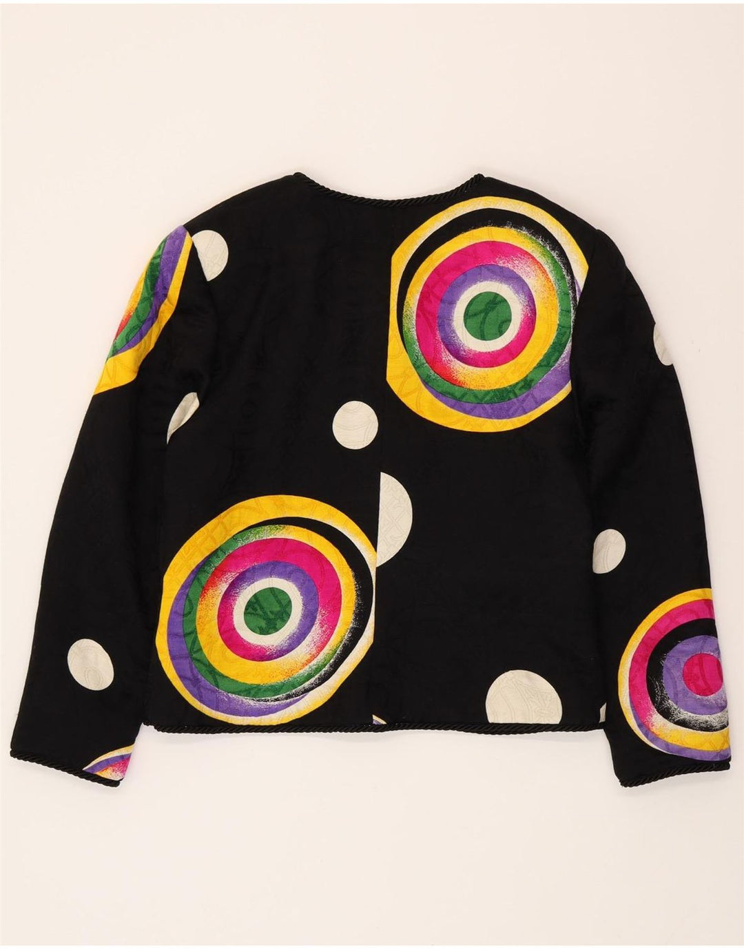 RENZO COUTURE Veste Blazer Femme UK 14 Laine Géométrique Noir Moyen