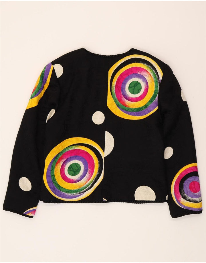 RENZO COUTURE Veste Blazer Femme UK 14 Laine Géométrique Noir Moyen