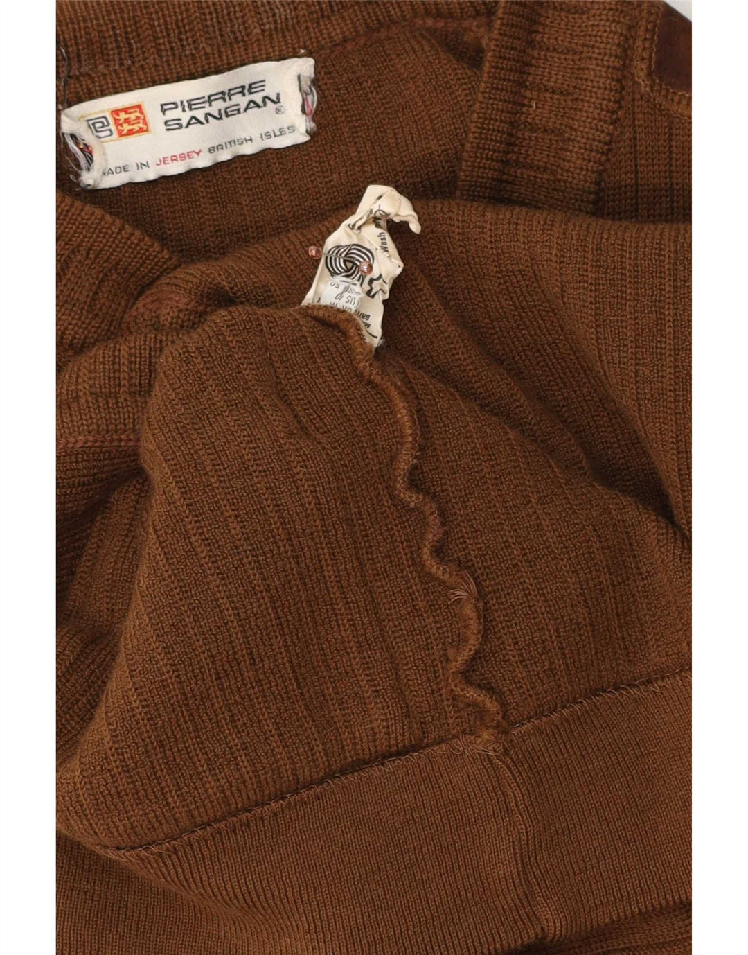 Pierre Sangan Pull Cardigan Homme Laine Marron Moyen
