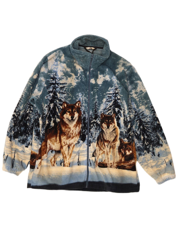 Cotton Traders Veste polaire graphique pour homme UK 40 Large Bleu Colorblock