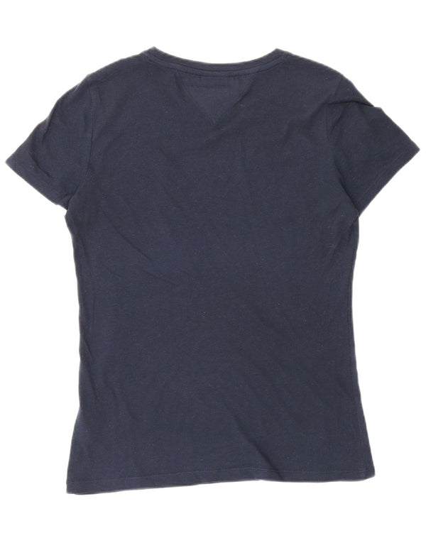 Tommy Hilfiger T-shirt graphique pour femme UK 10 Small Bleu marine Coton