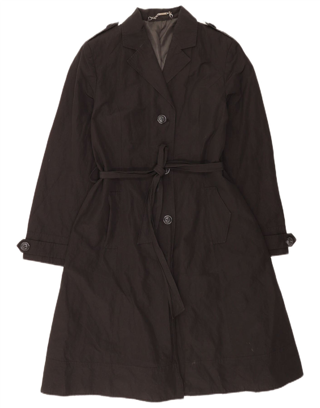 Laura Ashley Trench-Coat pour femme UK 14 en coton noir moyen