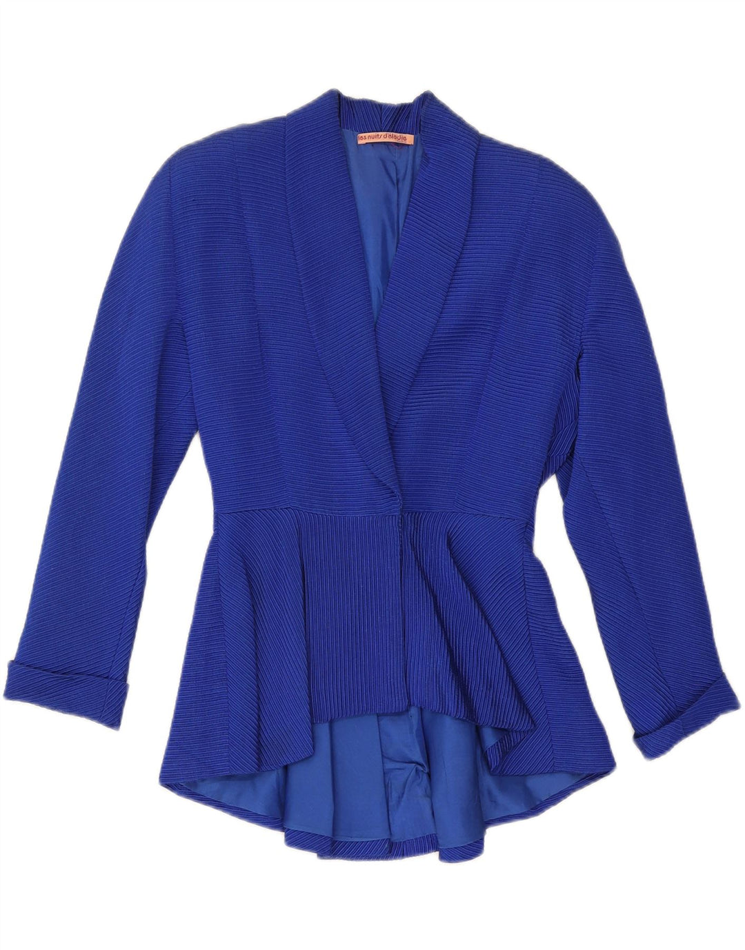 VINTAGE Veste blazer femme UK 12 Coton à fines rayures bleu moyen