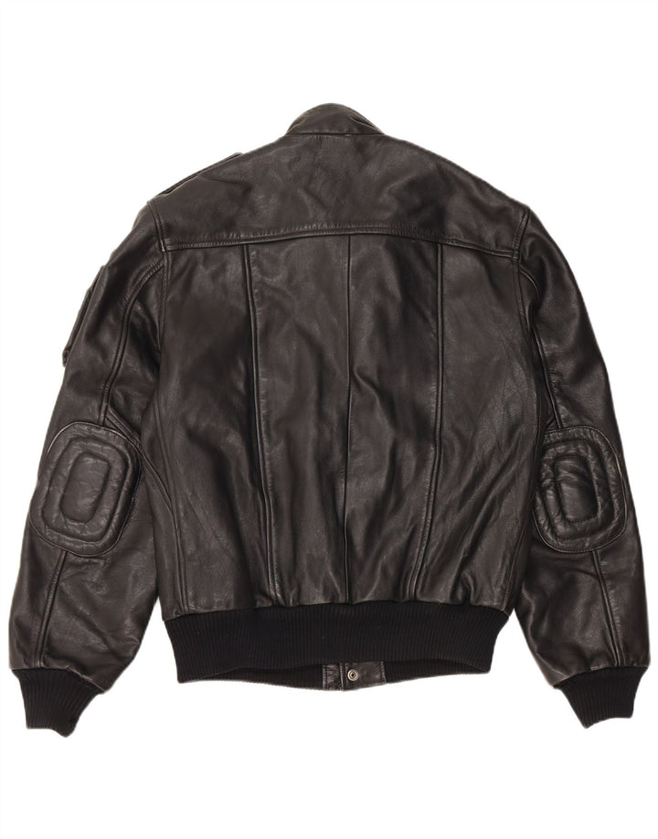 Veste militaire en cuir homme vintage UK 38 Cuir noir moyen