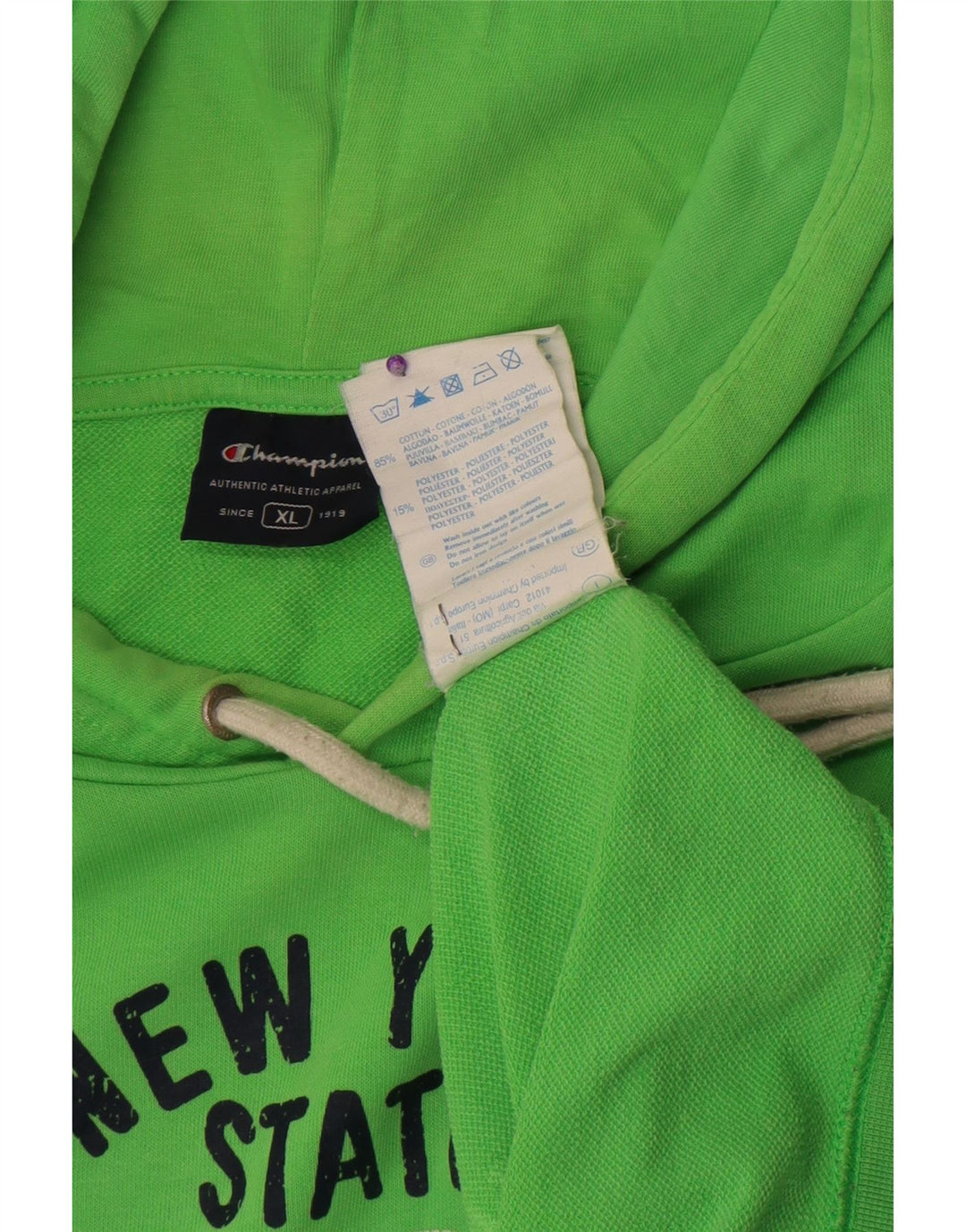 Champion Pull à capuche graphique pour homme XL Vert Polyester