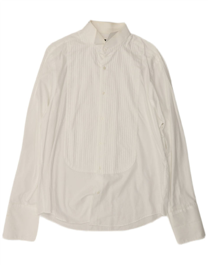 PIERRE CARDIN Chemise formelle homme taille 16 grand coton à fines rayures blanches