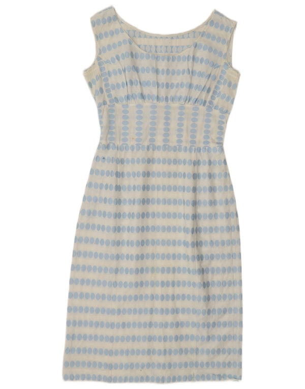 robe fourreau sans manches femme vintage UK 10 Petit pois blanc