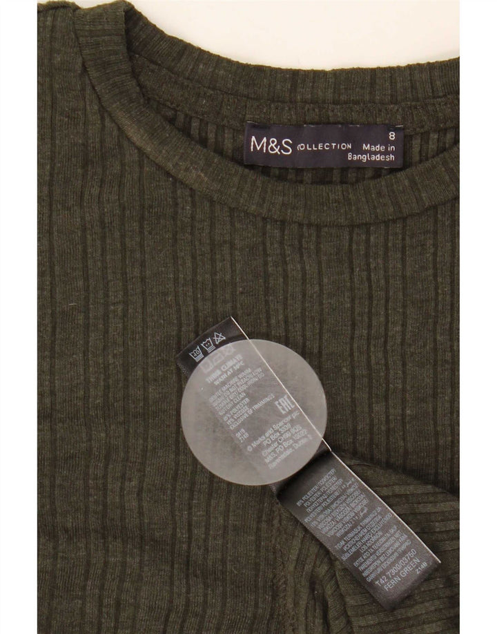 Marks & Spencer Robe trapèze à manches longues pour femme UK 8 Small Kaki Polyester