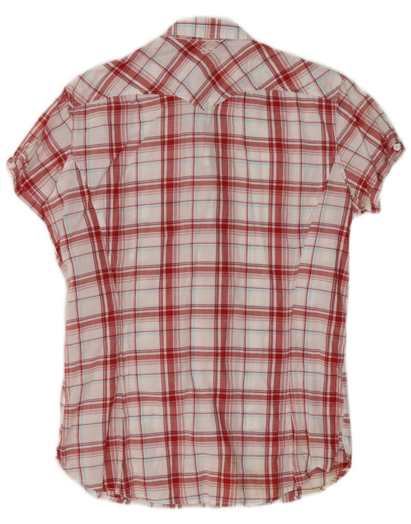 Levi's Chemise à Manches Courtes Femme UK 16 Grand Carreau Rouge