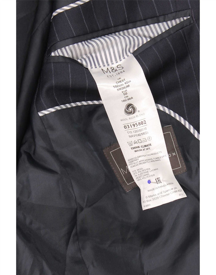 Marks & Spencer Veste blazer pour homme UK 40 Bleu marine moyen à fines rayures