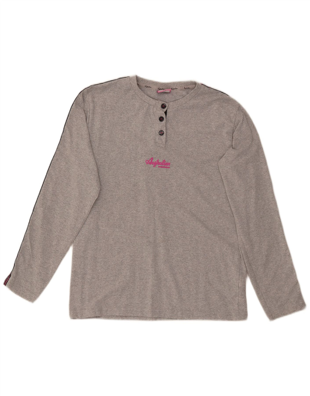 AUSTRALIAN L'ALPINA Haut graphique à manches longues pour femme UK 10 Petit Gris