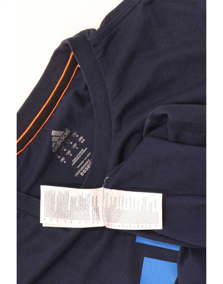 Adidas T-Shirt Graphique Homme Bleu Marine Moyen Coton