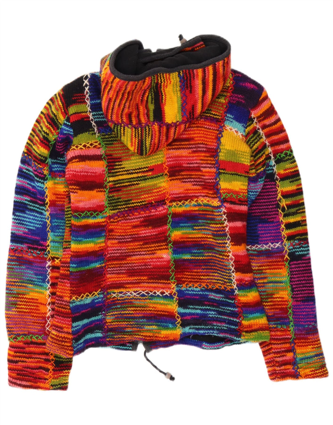 VINTAGE Femme Cardigan à capuche Pull UK 12 Moyen Multicolore Rayé
