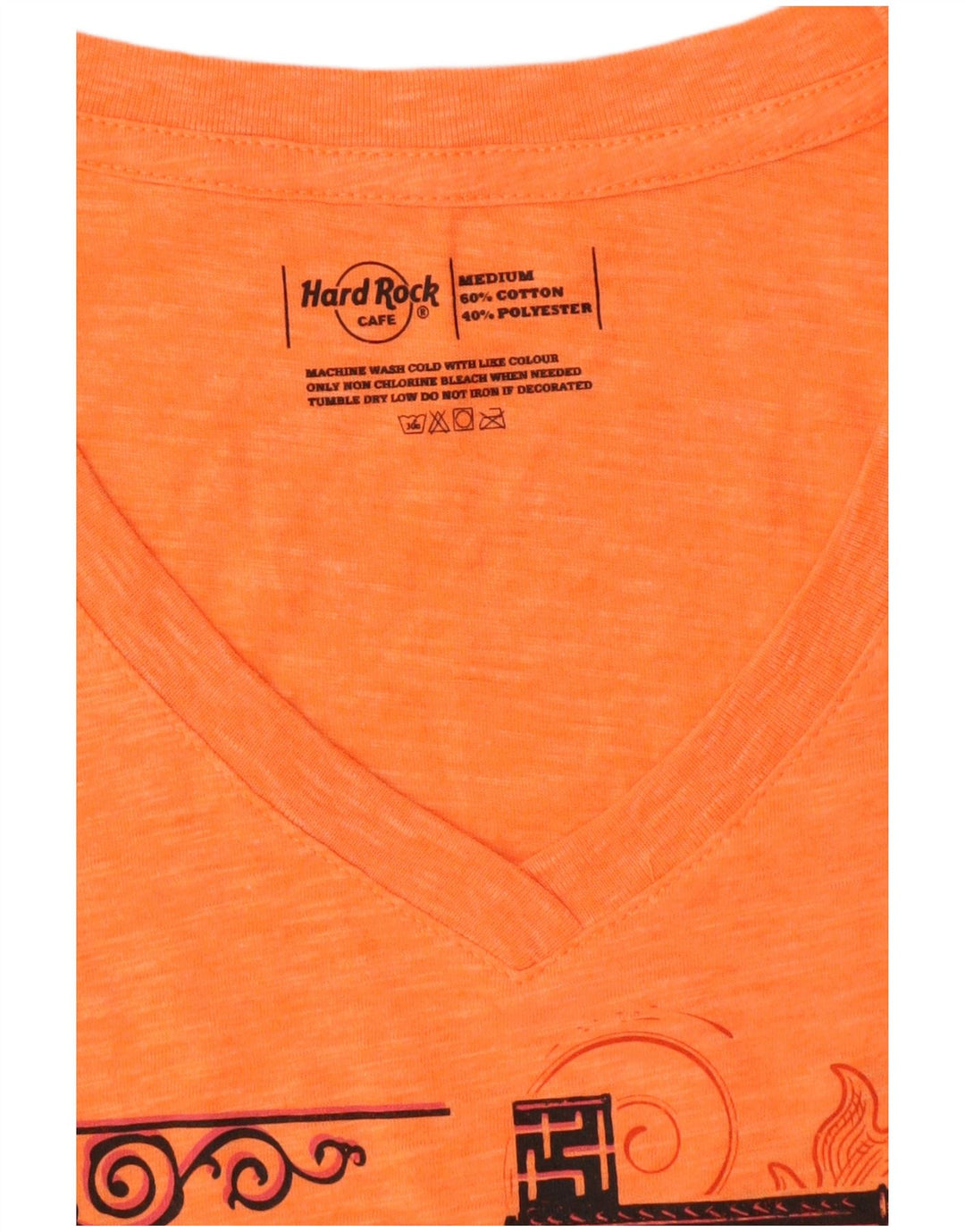 HARD ROCK CAFE T-shirt graphique Singapour pour femme UK 14 Orange moyen