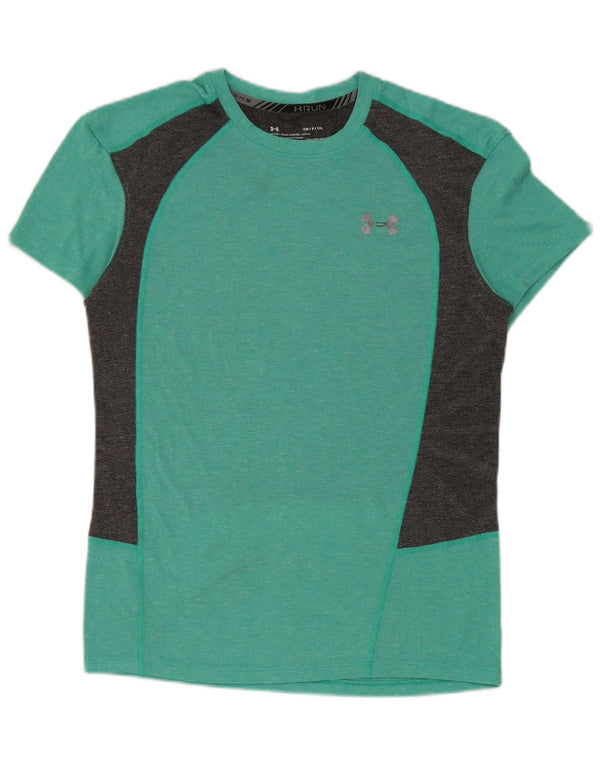 Under Armour T-shirt Heat Gear pour femme UK 10 Small Vert Colorblock