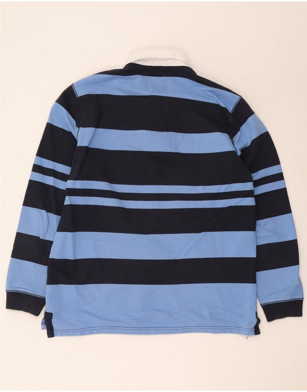 Crew Clothing Polo de rugby à manches longues pour homme XL en coton rayé bleu