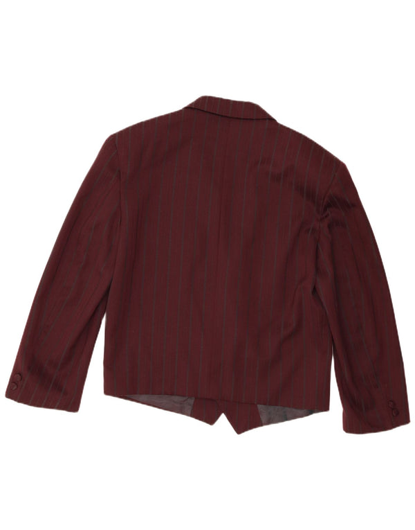 vintage Femme Double Breasted Blazer Veste IT 48 XL Bourgogne Pinstripe