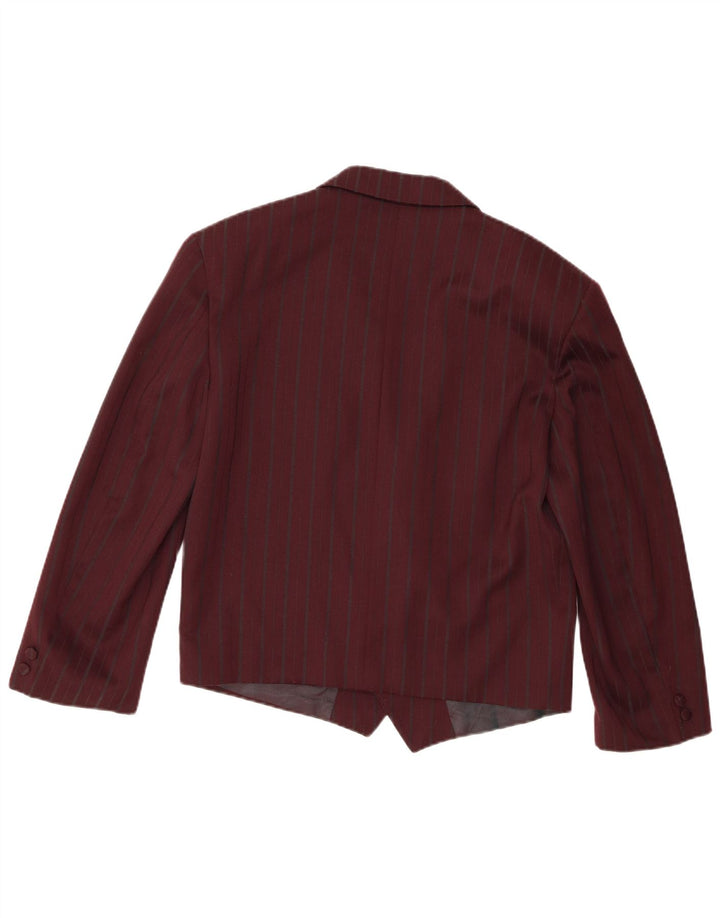 vintage Femme Double Breasted Blazer Veste IT 48 XL Bourgogne Pinstripe