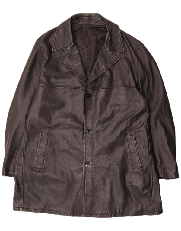 vintage Mens Leather Coat Taille 62 4XL Cuir Noir