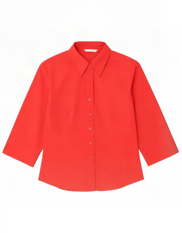 Marks & Spencer Chemise à manches 3/4 pour femme UK 10 Petit coton rouge