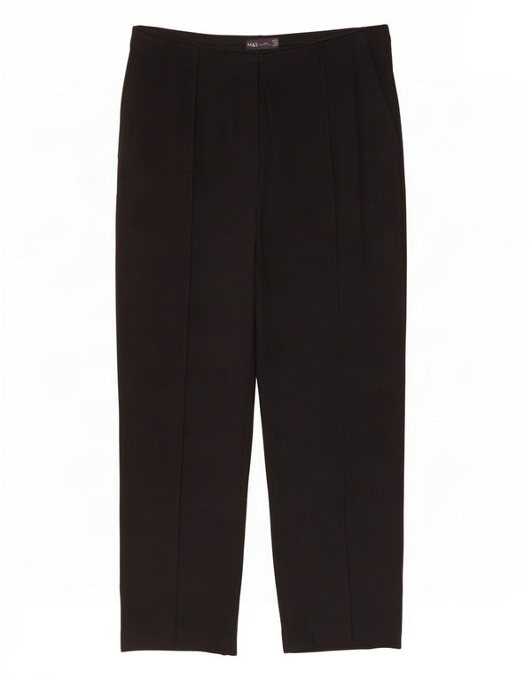 Marks & Spencer Pantalon capri droit pour femme UK 14 Large W30 L23 Noir