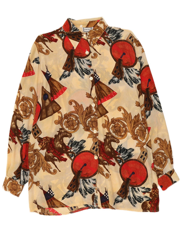 Swish Chemisier long à motif abstrait pour femme UK 10 Petit Beige