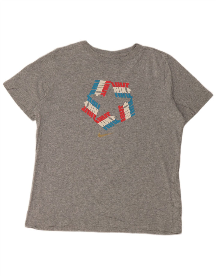 NIKE T-shirt graphique coupe standard pour femme UK 18 XL Gris Coton