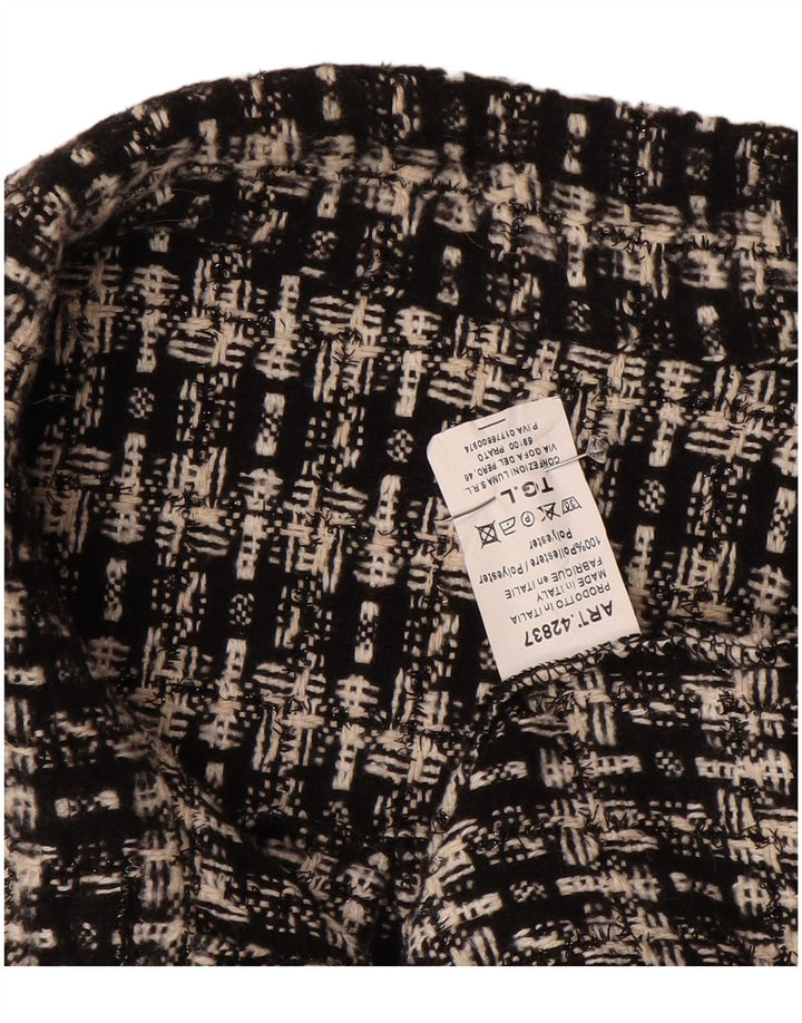 vintage Womens Overshirt Knit Shirt UK 16 Grand Noir Check Polyester
