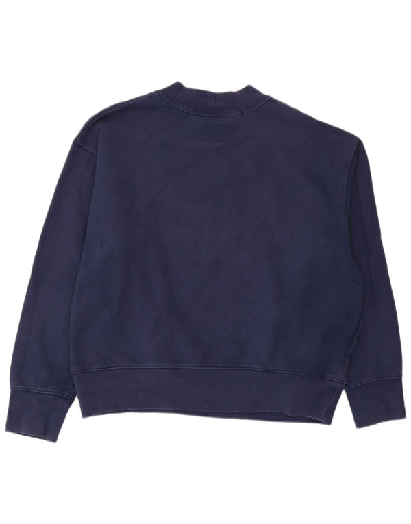 Gap Womens Graphic Sweatshirt Jumper UK 16 Large Bleu Marine Coton