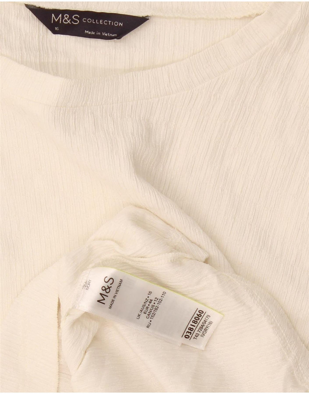 Marks & Spencer Haut chemisier à manches longues pour femme UK 16 Large Blanc cassé