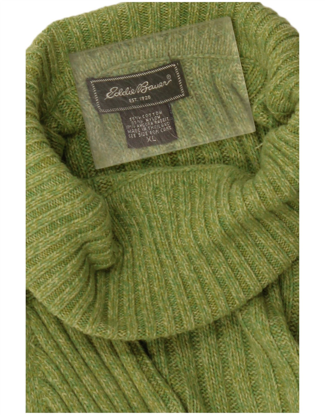 EDDIE BAUER Pull col roulé pour femme UK 18 XL Coton vert