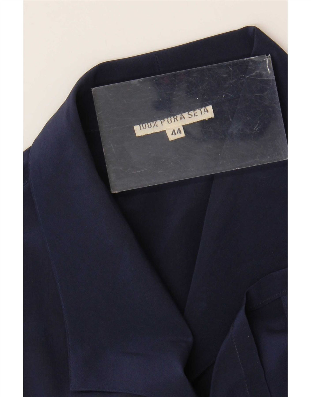 Blouse chemise femme vintage IT 44 Soie bleu marine moyenne
