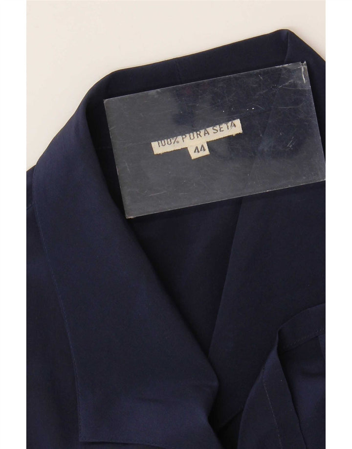 Blouse chemise femme vintage IT 44 Soie bleu marine moyenne