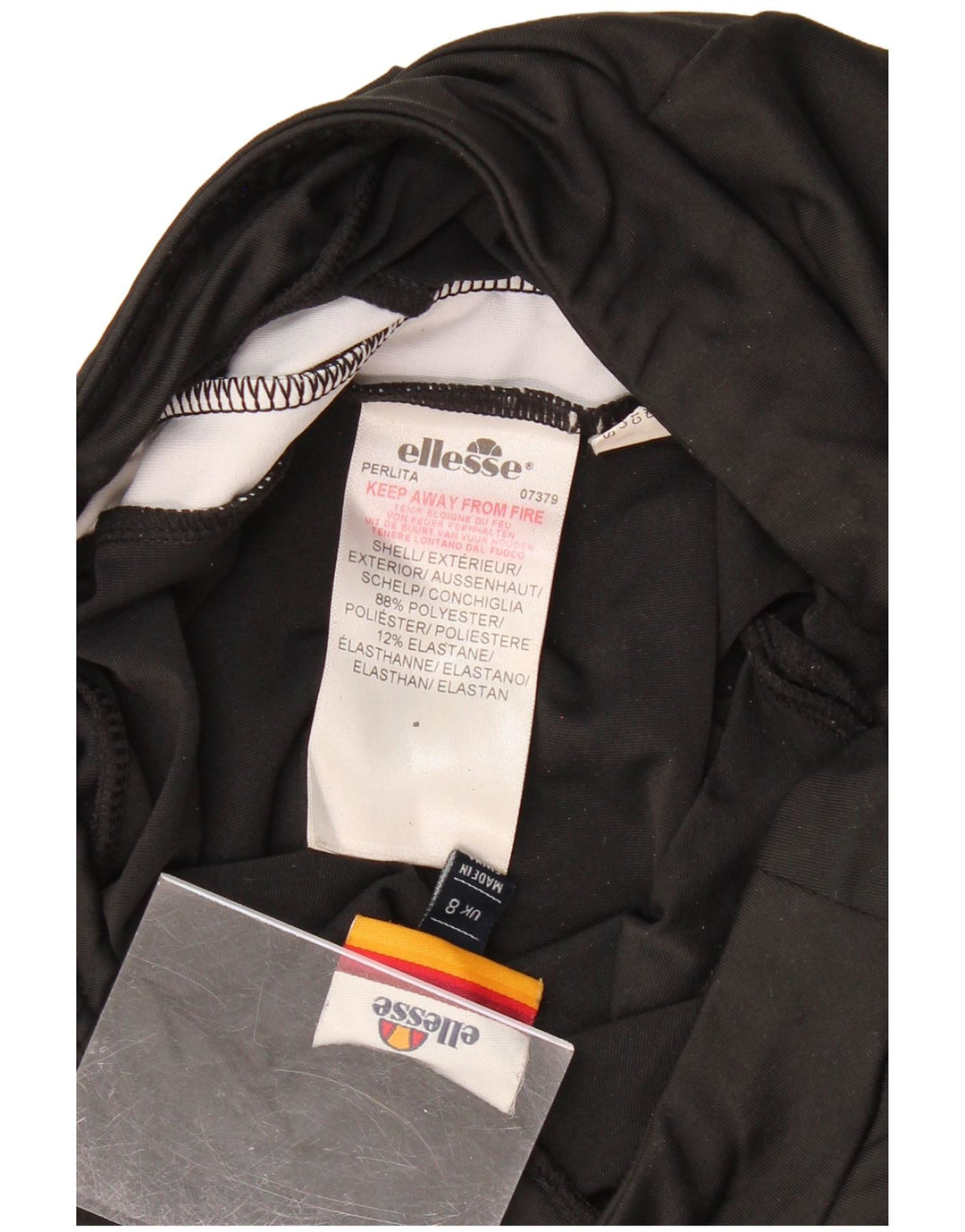 ELLESSE Womens Leggings UK 8 Small  Black Colourblock Polyester