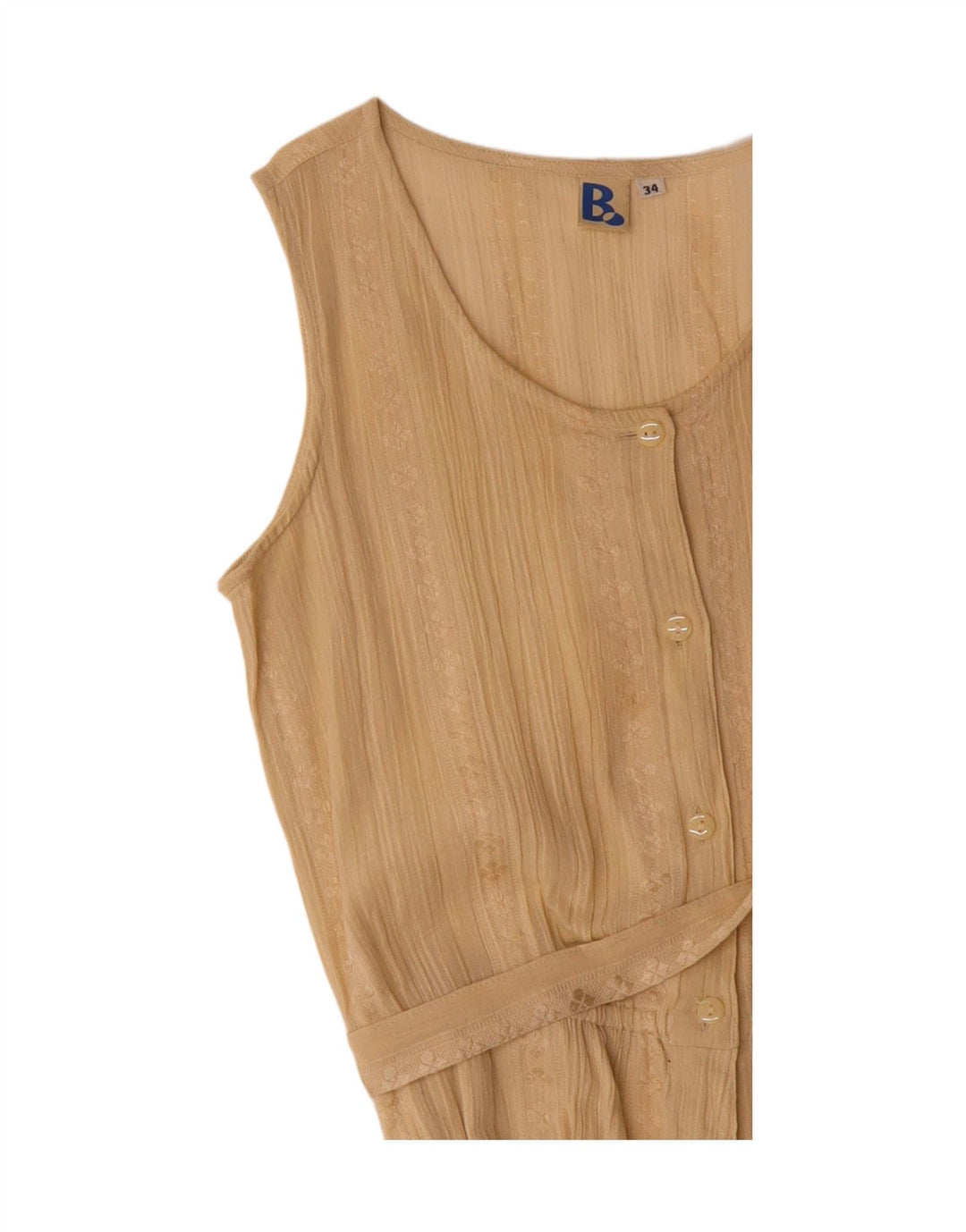 VINTAGE Womens Sleeveless Jumpsuit EU 34 XS Beige Vintage Vintage and Second-Hand Vintage from Messina Hembry 