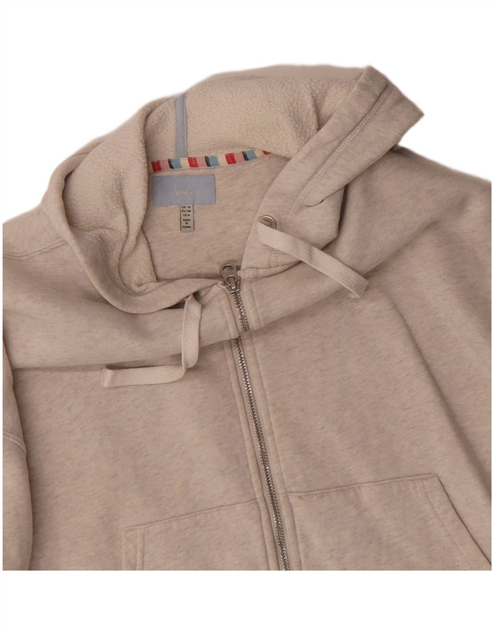 Joules Pull à capuche zippé surdimensionné pour femme UK 10 Petit Polyester Beige