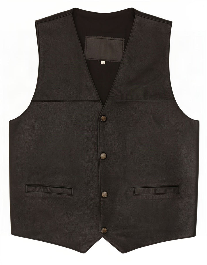 gilet en cuir homme vintage grand noir