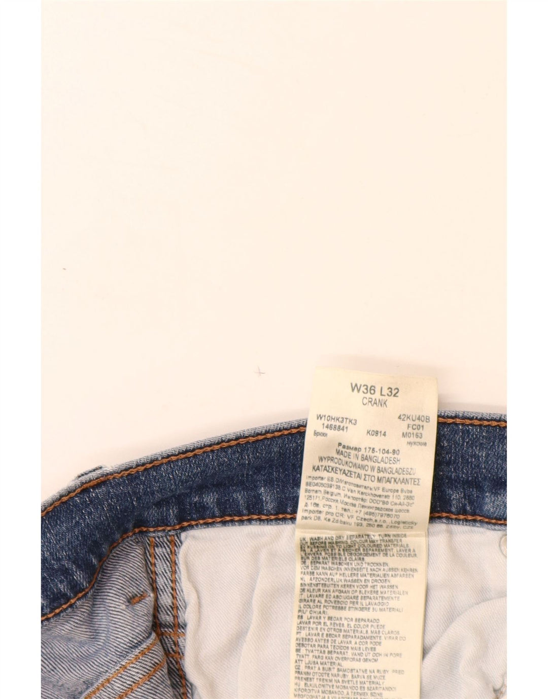 WRANGLER Jean Droit Crank Femme W36 L32 Bleu Coton