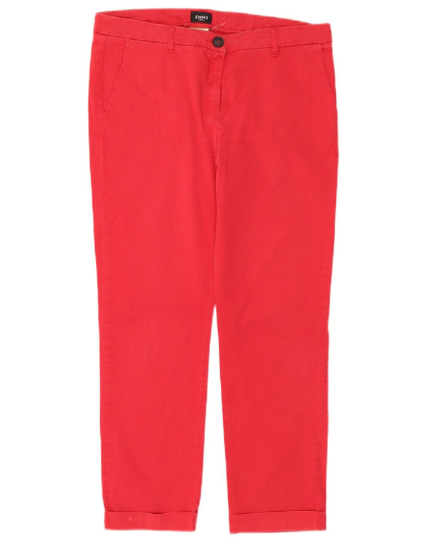 Marella Pantalon court droit EMME pour femme UK 12 Medium W32 L26 Rouge