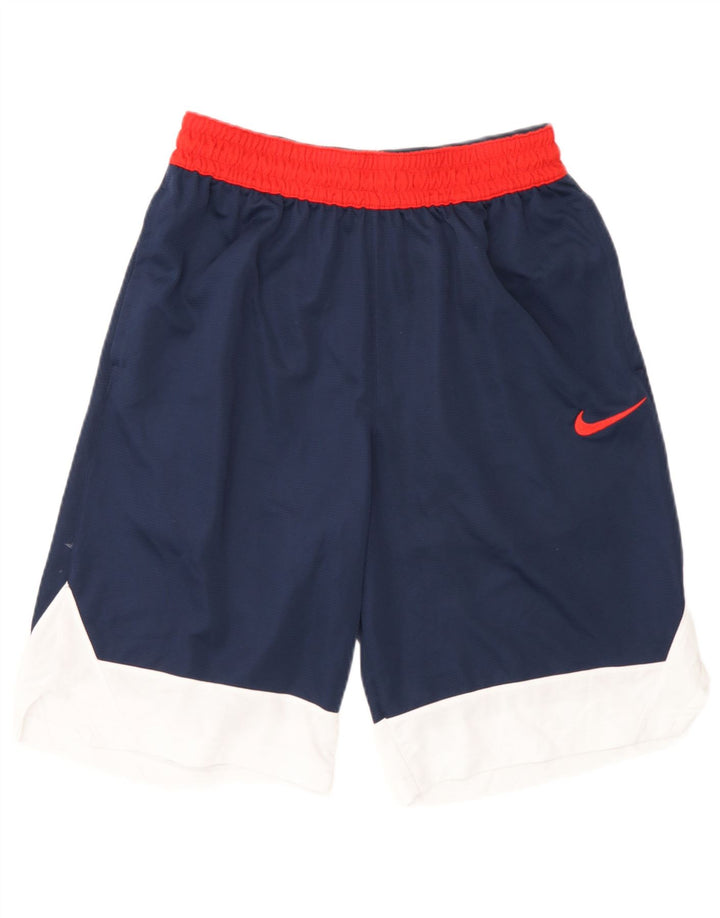 Nike Short de sport Dri Fit pour homme Taille S Bleu marine Colorblock Polyester