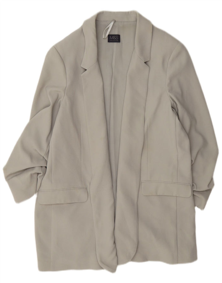 Marks & Spencer Veste blazer longue ouverte pour femme UK 12 Gris moyen