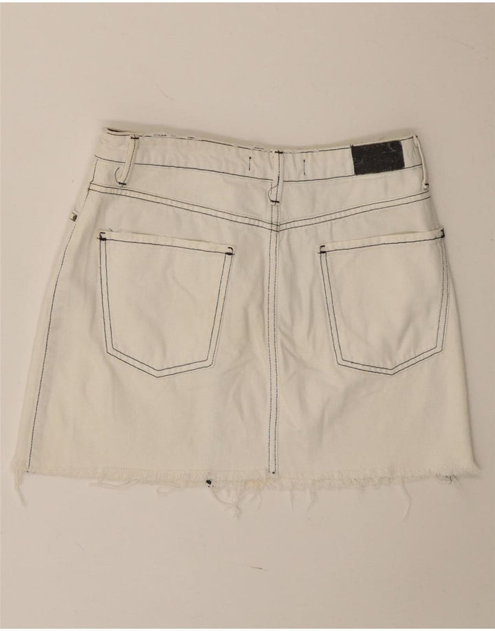 Zara Femme Mini Jupe En Jean Petit W27 Blanc