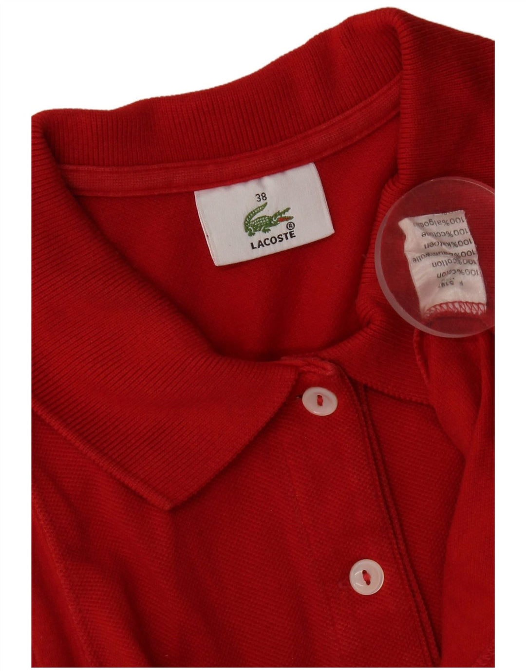 Lacoste Polo sans manches femme taille 38 coton rouge moyen