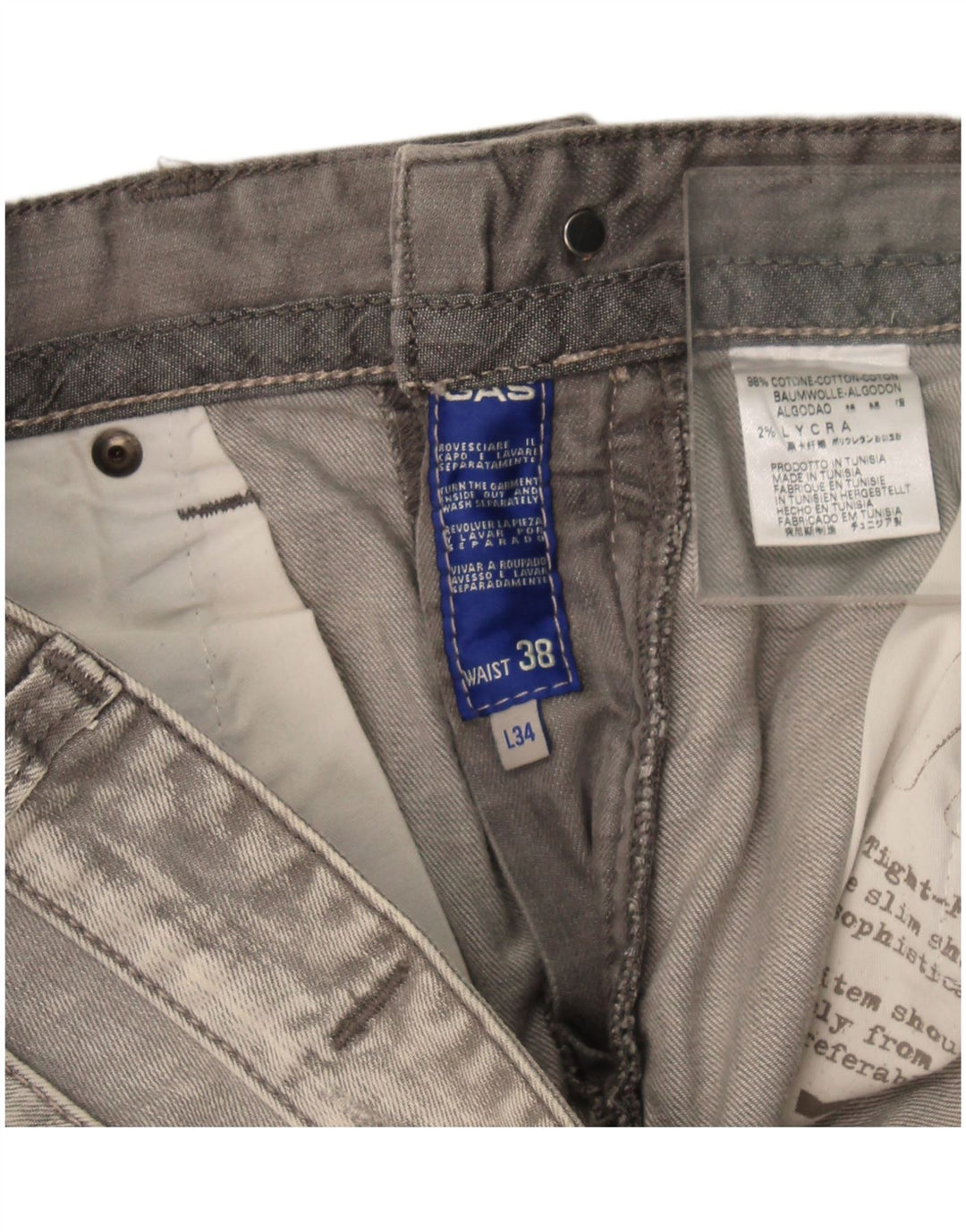 Gas Jean droit femme W38 L34 gris coton
