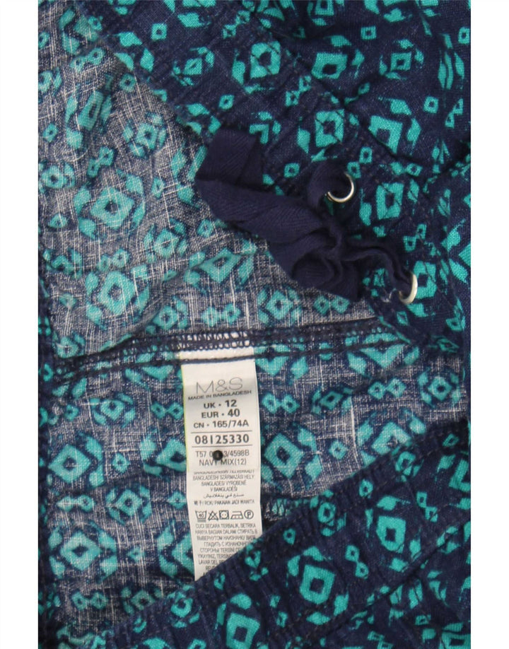 Marks & Spencer Jupe trapèze pour femme UK 12 Medium W30 Bleu marine géométrique