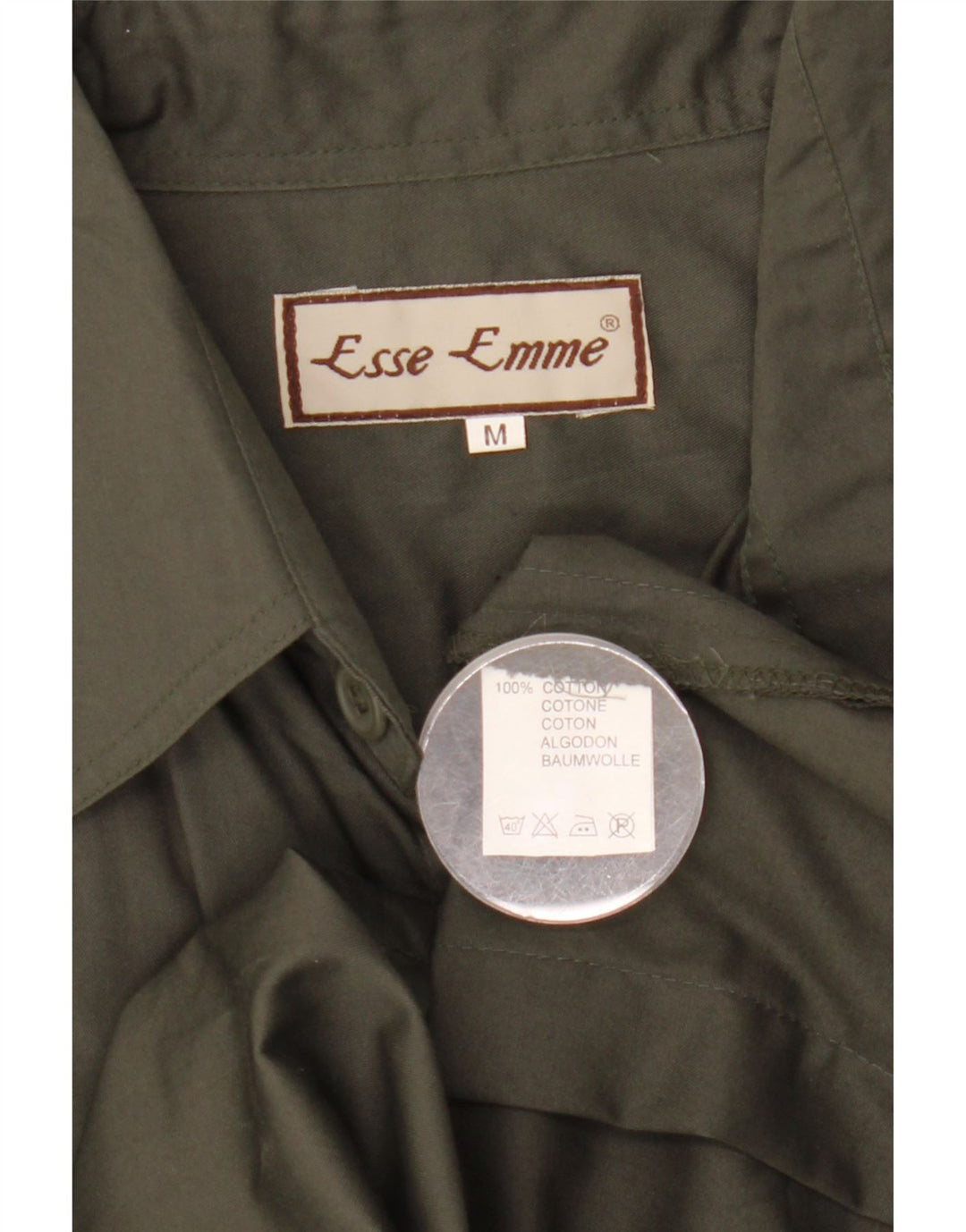 ESSE EMME Chemise militaire à manches courtes pour homme en coton kaki moyen