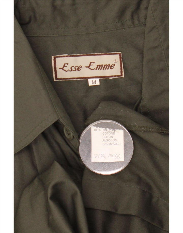 ESSE EMME Chemise militaire à manches courtes pour homme en coton kaki moyen